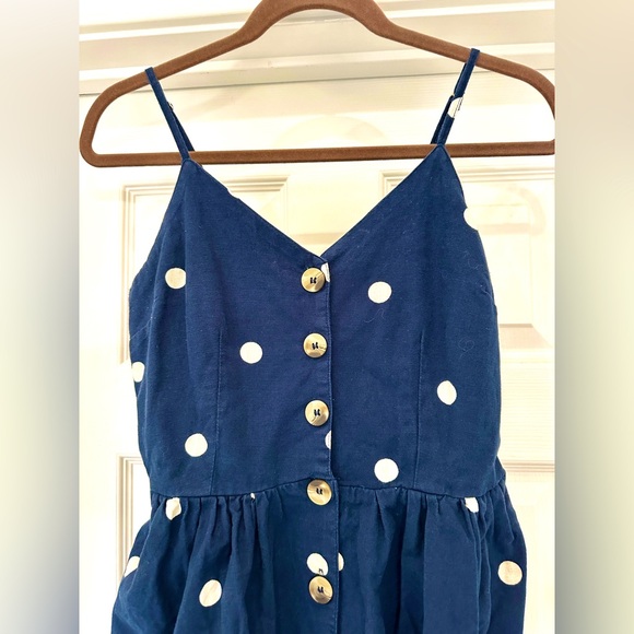 Blue polka dot dress with pockets. Fantastic fit no tags but fits size 8-10 - Picture 2 of 4